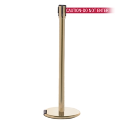 RollerPro 200, Satin Brass, Barrier with 11' CAUTION-DO NOT ENTER - RED Belt