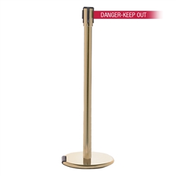 RollerPro 200, Satin Brass, Barrier with 11' DANGER-KEEP OUT - RED Belt