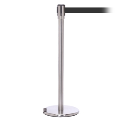RollerPro 200, Satin Chrome, Barrier with 11' Dark Gray Belt