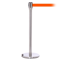 RollerPro 200, Satin Chrome, Barrier with 11' Fluorescent Orange Belt