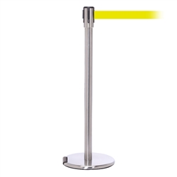 RollerPro 200, Satin Chrome, Barrier with 11' Fluorescent Yellow Belt