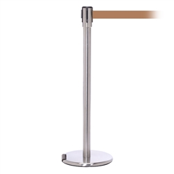 RollerPro 200, Satin Chrome, Barrier with 11' Light Brown Belt