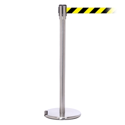 RollerPro 200, Satin Chrome, Barrier with 11' Yellow/Black Diagonal Belt
