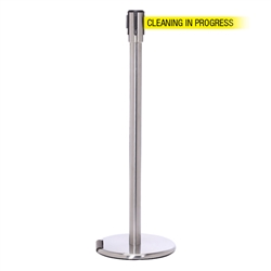 RollerPro 200, Satin Chrome, Barrier with 11' CLEANING IN PROGRESS Belt