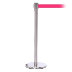 RollerPro 200, Satin Stainless, Barrier with 11' Fluorescent Pink Belt