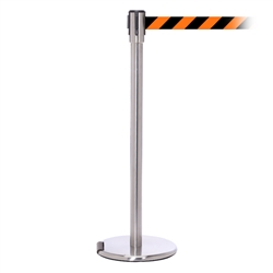 RollerPro 200, Satin Stainless, Barrier with 11' Orange/Black Diagonal Belt