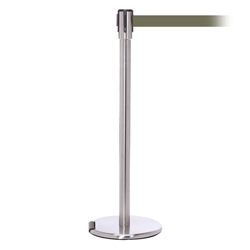 RollerPro 200, Satin Stainless, Barrier with 11' Olive Green Belt