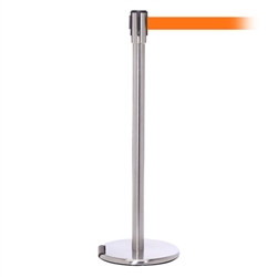 RollerPro 200, Satin Stainless, Barrier with 11' Orange Belt