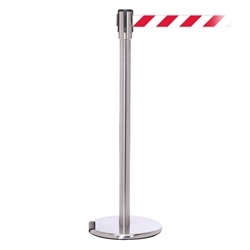 RollerPro 200, Satin Stainless, Barrier with 11' Red/White Diagonal Belt