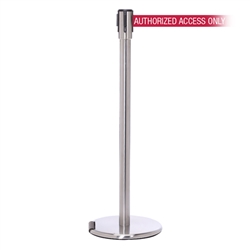 RollerPro 200, Satin Stainless, Barrier with 11' AUTHORIZED ACCESS ONLY - RED Belt