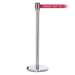 RollerPro 200, Satin Stainless, Barrier with 11' DANGER-KEEP OUT - RED Belt