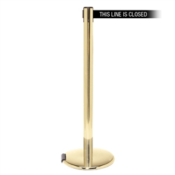 RollerPro 250, Polished Brass, Barrier with 11' THIS LINE IS CLOSED Belt