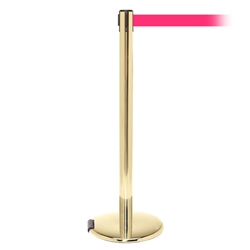 RollerPro 250, Polished Brass, Barrier with 11' Fluorescent Pink Belt