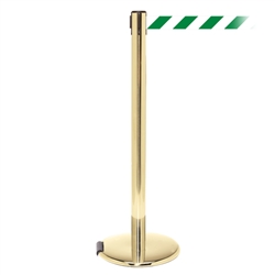 RollerPro 250, Polished Brass, Barrier with 11' Green/White Diagonal Belt