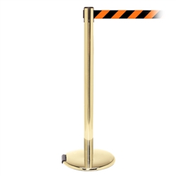 RollerPro 250, Polished Brass, Barrier with 11' Orange/Black Diagonal Belt