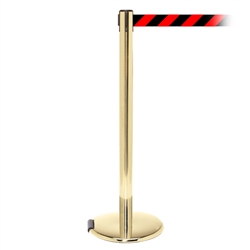 RollerPro 250, Polished Brass, Barrier with 11' Red/Black Diagonal Belt