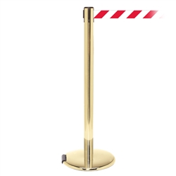 RollerPro 250, Polished Brass, Barrier with 11' Red/White Diagonal Belt
