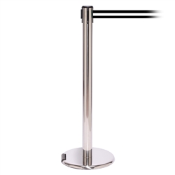 RollerPro 250, Polished Chrome, Barrier with 11' Black/White Stripe Belt