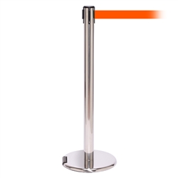 RollerPro 250, Polished Chrome, Barrier with 11' Fluorescent Orange Belt