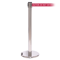 RollerPro 250, Polished Chrome, Barrier with 11' CAUTION-DO NOT ENTER - RED Belt
