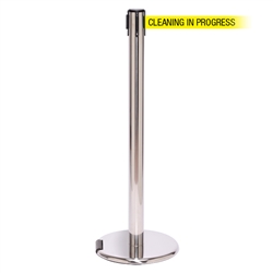 RollerPro 250, Polished Chrome, Barrier with 11' CLEANING IN PROGRESS Belt