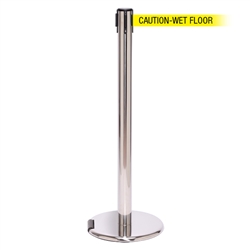 RollerPro 250, Polished Chrome, Barrier with 11' CAUTION-WET FLOOR Belt