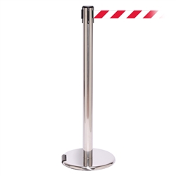RollerPro 250, Polished Stainless, Barrier with 11' Red/White Diagonal Belt