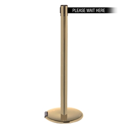 RollerPro 250, Satin Brass, Barrier with 11' PLEASE WAIT HERE Belt