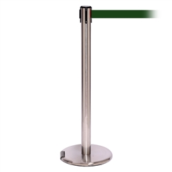 RollerPro 250, Satin Chrome, Barrier with 11' Dark Green Belt
