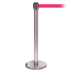 RollerPro 250, Satin Chrome, Barrier with 11' Fluorescent Pink Belt