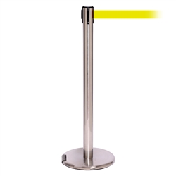 RollerPro 250, Satin Chrome, Barrier with 11' Fluorescent Yellow Belt