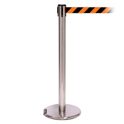 RollerPro 250, Satin Chrome, Barrier with 11' Orange/Black Diagonal Belt