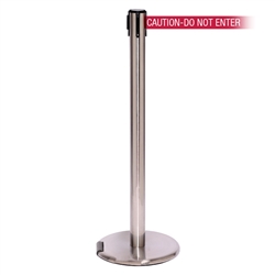 RollerPro 250, Satin Chrome, Barrier with 11' CAUTION-DO NOT ENTER - RED Belt