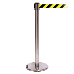 RollerPro 250, Satin Chrome, Barrier with 11' Yellow/Black Diagonal Belt