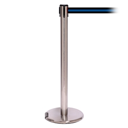 RollerPro 250, Satin Stainless, Barrier with 11' Black/Blue Stripe Belt