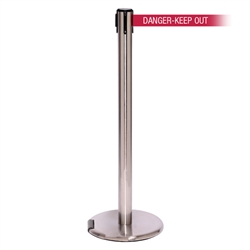 RollerPro 250, Satin Stainless, Barrier with 11' DANGER-KEEP OUT - RED Belt
