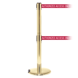 RollerPro 250 Twin, Polished Brass, Barrier with double 11' AUTHORIZED ACCESS ONLY - RED Belt