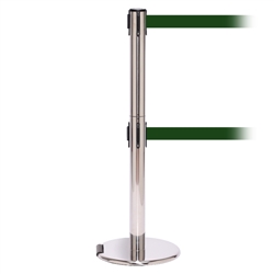 RollerPro 250 Twin, Polished Chrome, Barrier with double 11' Dark Green Belt