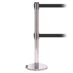 RollerPro 250 Twin, Polished Chrome, Barrier with double 11' Dark Gray Belt