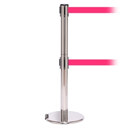 RollerPro 250 Twin, Polished Chrome, Barrier with double 11' Fluorescent Pink Belt