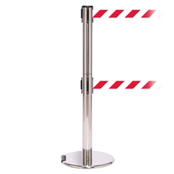 RollerPro 250 Twin, Polished Chrome, Barrier with double 11' Red/White Diagonal Belt