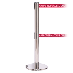 RollerPro 250 Twin, Polished Chrome, Barrier with double 11' AUTHORIZED ACCESS ONLY - RED Belt