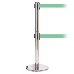 RollerPro 250 Twin, Polished Stainless, Barrier with double 11' Light Green Belt