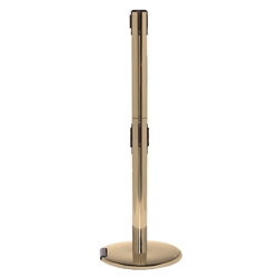 RollerPro 250 Twin, Satin Brass, Barrier with double 11' CAUTION-DO NOT ENTER - RED Belt