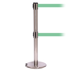 RollerPro 250 Twin, Satin Chrome, Barrier with double 11' Light Green Belt