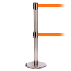 RollerPro 250 Twin, Satin Chrome, Barrier with double 11' Orange Belt