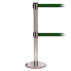 RollerPro 250 Twin, Satin Stainless, Barrier with double 11' Dark Green Belt