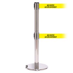 RollerPro 250 Twin Xtra, Polished Stainless, Barrier with double 3" wide 11' ACCES INTERDIT Belt