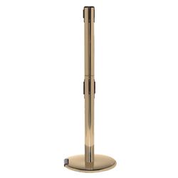 RollerPro 250 Twin Xtra, Satin Brass, Barrier with double 3" wide 11' DANGER-KEEP OUT - RED Belt
