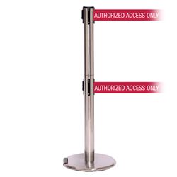 RollerPro 250 Twin Xtra, Satin Stainless, Barrier with double 3" wide 11' AUTHORIZED ACCESS ONLY - RED Belt